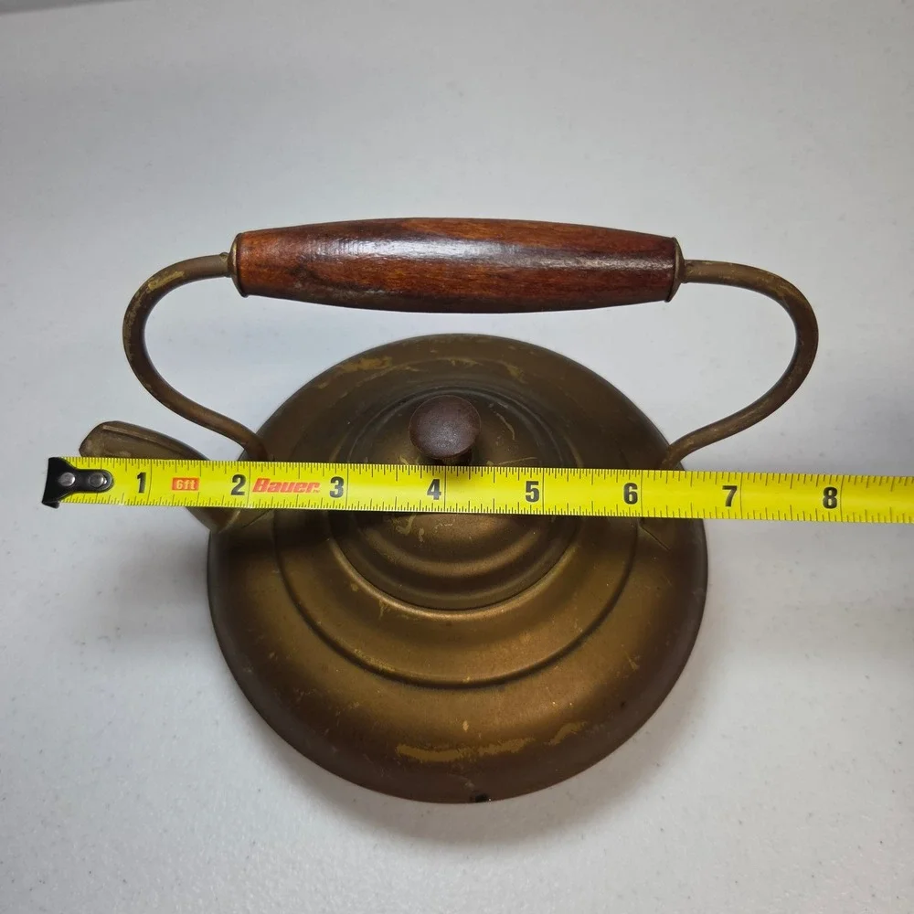 Vintage Revere Ware Copper Tea‎ Kettle Brass Handle Wood Grip 6 Cup 8X6